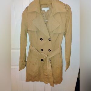 New York & Company Tan/Beige Trench Coat Tailored Women's XS